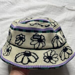 Obey Expand Floral Bucket Hat Knit Cotton